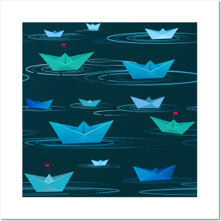 Paper boats Posters and Art